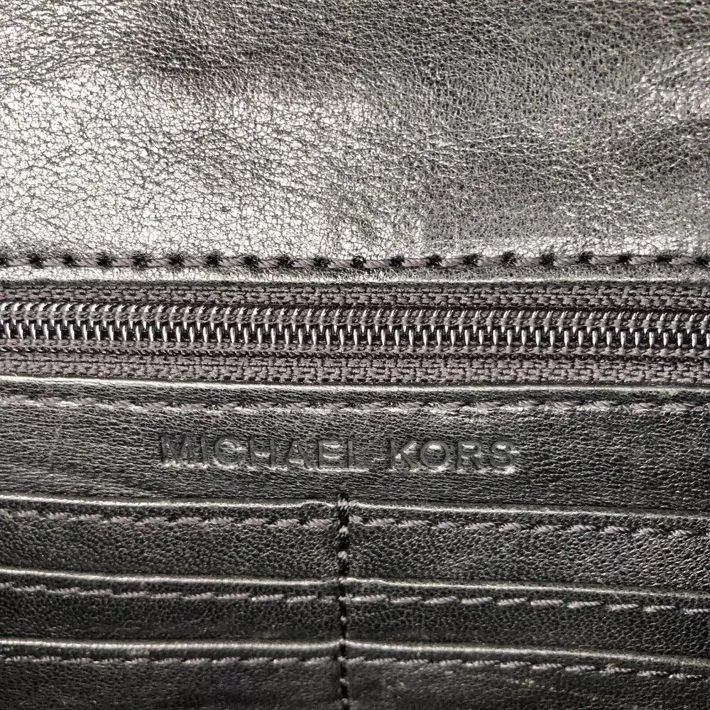 MICHAEL KORS Fulton Bombe Crossbody Purse Convertible Clutch Leather Bag Black‌